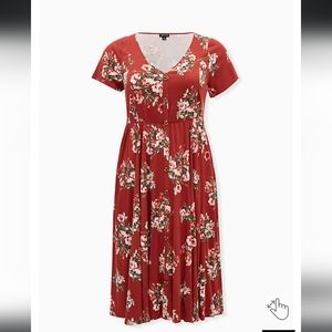 Torrid | Floral Orange MINI CHALLIS BUTTON-FRONT DRESS | Size 3X